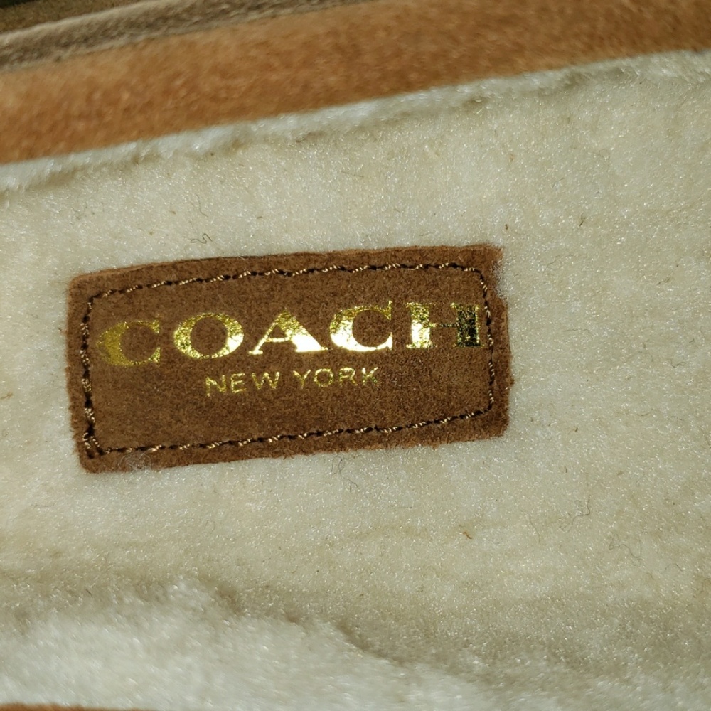 New Coach Antonia Suede Curly Shearling Slipper - Picture 3 of 8
